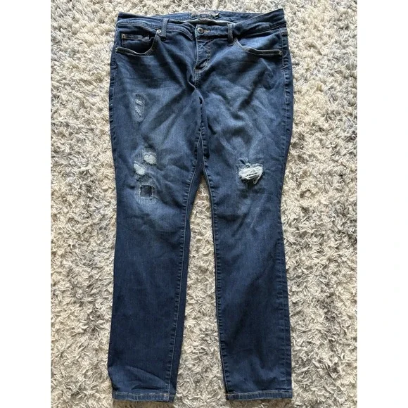 Torrid Premium Jeans Sz 16 R Skinny Distressed Dark Blue - Picture 1 of 5